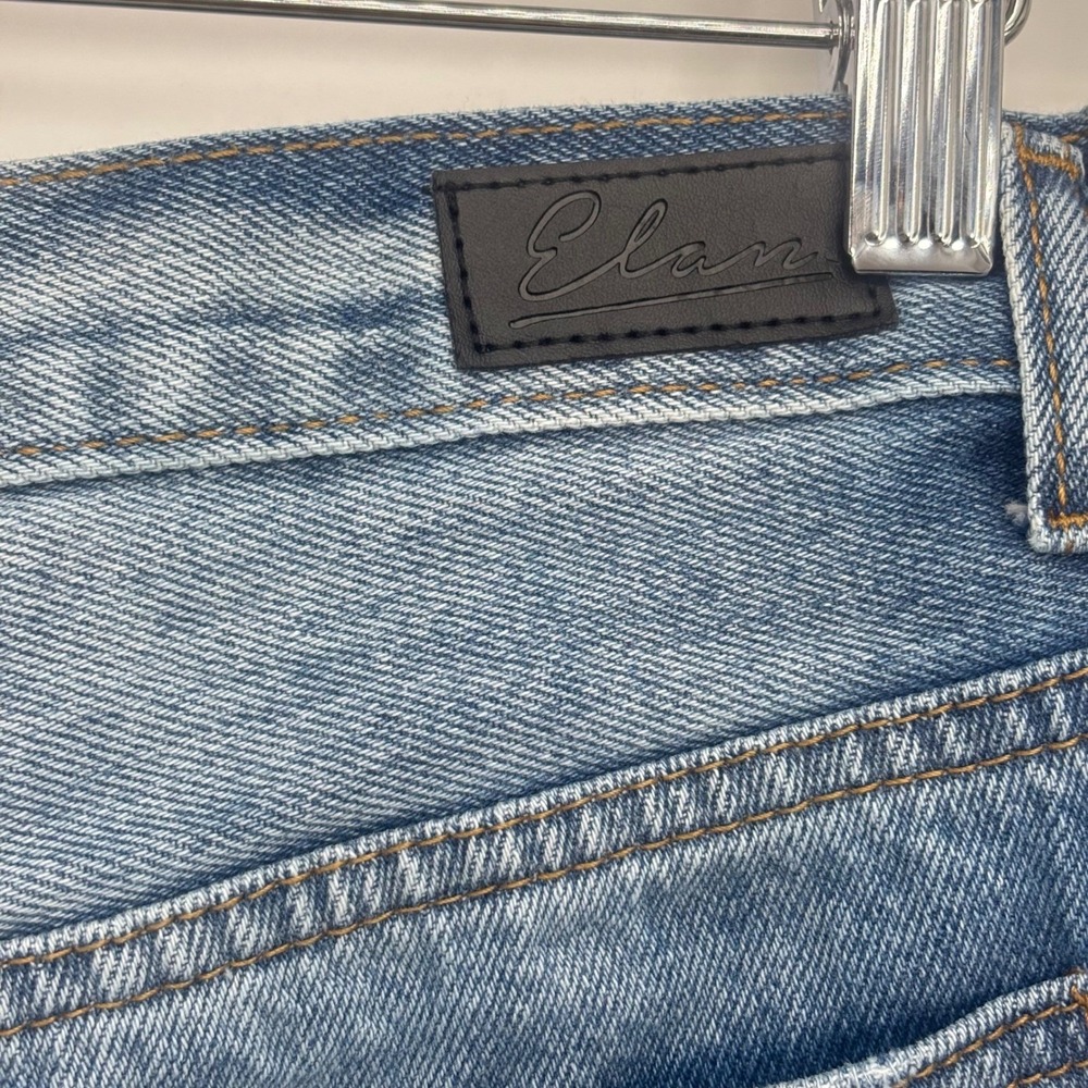 Elan Women Jean Shorts‎ Distressed Denim Blue High Rise Frayed Raw Hem Size M - Picture 7 of 12